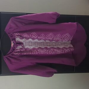 Bongo Purple Girls Embroidered Blouse